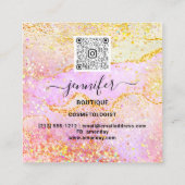 ブティックラグジュアリーショップロゴQRコードホログラフ金ゴールド スクエア名刺 (裏面)