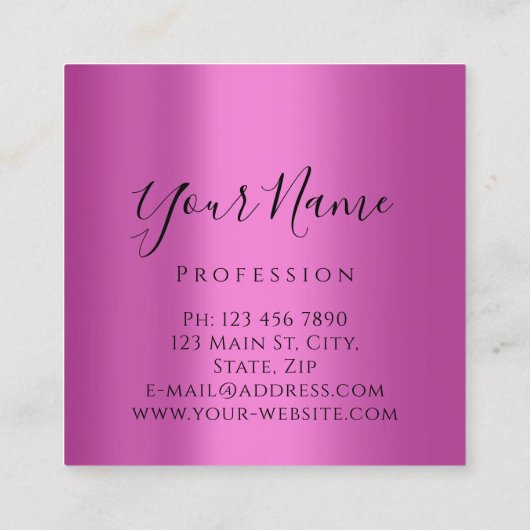 ブティックラッシュエクステンションピンク金ゴールド スクエア名刺 (裏面)