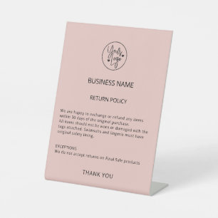 ブティックリテールストアビジネスロゴリターンポリシー 台座サイン