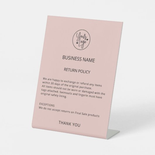 ブティックリテールストアビジネスロゴリターンポリシー 台座サイン (正面)