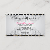 ブティック上品なシマウマの華麗さの名刺 名刺 (裏面)