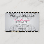 ブティック上品なシマウマの華麗さの名刺 名刺 (裏面)