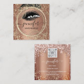 ブティック化粧まぶしバラQRコードまぶし眉 スクエア名刺 (正面/裏面)