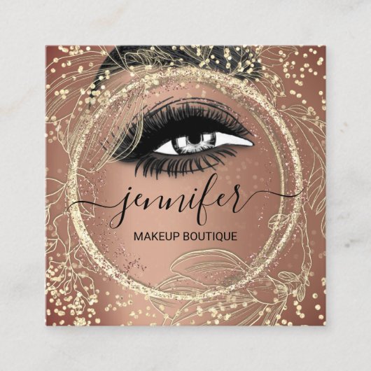 ブティック化粧まぶしバラQRコードまぶし眉 スクエア名刺 (正面)