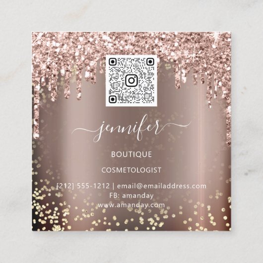 ブティック化粧まぶし金ゴールドバラQRまぶし眉 スクエア名刺 (裏面)