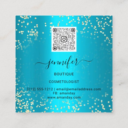 ブティック化粧まぶし金ゴールドQRコードまぶし眉 スクエア名刺 (裏面)