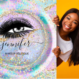 ブティック化粧ショップラッシュQRコードホログラフフレーム スクエア名刺