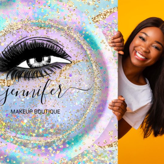 ブティック化粧ショップラッシュQRコードホログラフフレーム スクエア名刺