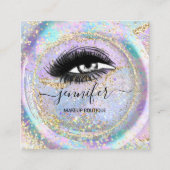 ブティック化粧ショップラッシュQRコードホログラフフレーム スクエア名刺 (正面)