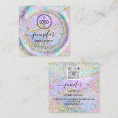 ブティック化粧ショップラッシュQRコードホログラフロゴ スクエア名刺 (正面/裏面)