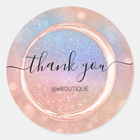 ブティック感謝していー事業名自筆証書グリッター ラウンドシール (正面)
