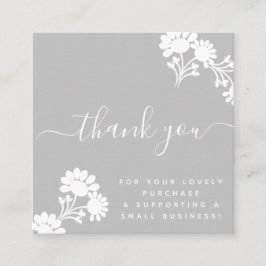 ブティック美しいサンキューロゴスクリプトグレー スクエア名刺