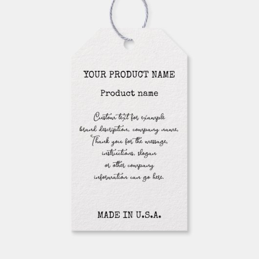 ブティック衣料品価格ロゴ製品の説明 ギフトタグ (裏面)