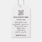 ブティック衣料品価格製品説明QRCode ギフトタグ (裏面)