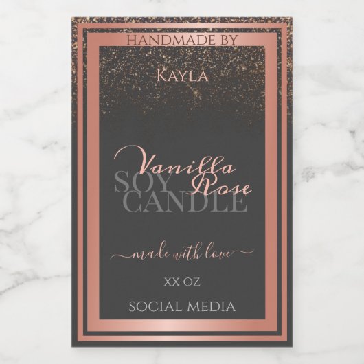 ブティック製品パッケージングラベルグレー&バラ金ゴールド フードラベル (シングルラベル)