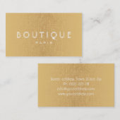 ブティック – ファッションアクセサリー金ゴールドリネンカード 名刺 (正面/裏面)