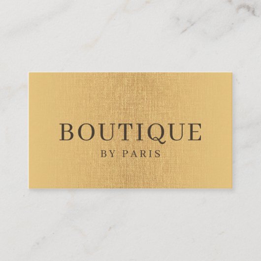 ブティック – ファッションアクセサリー金ゴールドリネンカード 名刺 (正面)