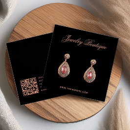 ブティック ブラック＆ピンク QR コード イヤリング ディスプレイ カード