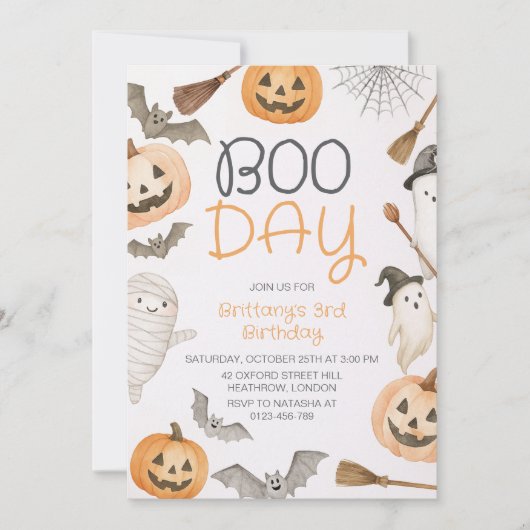 ブデイハロウィン不気味誕生日 招待状 (正面)