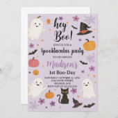 ブデイ1st誕生日招待状 | かわいい幽霊ヘイ 招待状 (正面/裏面)