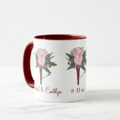 ブトニエールパーソナライズされたバラ結婚フラワーズマグ マグカップ (正面左)