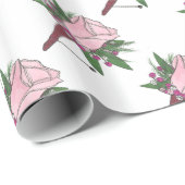 ブトニエールピンク結婚ローズフラワーグルーミングフローラ ラッピングペーパー (ロールコーナー)