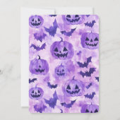 ブドゥーパープルカボチャこうもりハロウィーンベビーシャワー 招待状 (裏面)