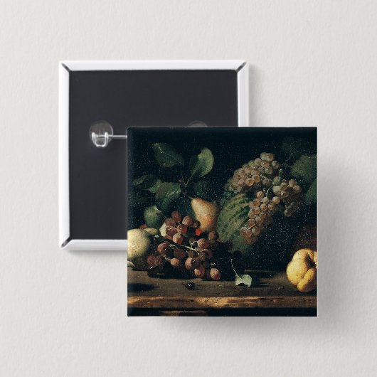 ブドウおよびザクロが付いている静物画 缶バッジ (正面&裏面)
