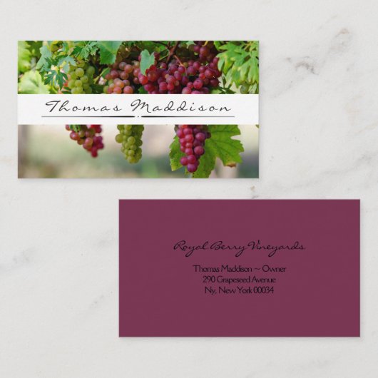 ブドウつる植物のブドウ園のワイナリーの名刺 名刺 (正面/裏面)