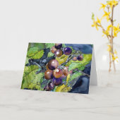 ブドウつる植物の静物画のモダンなフルーツの挨拶状 カード (黄色い花)
