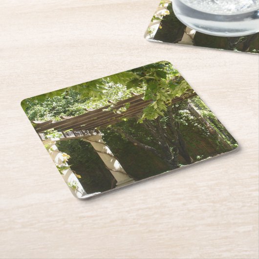 ブドウつる植物ナパ スクエアペーパーコースター (アングル)