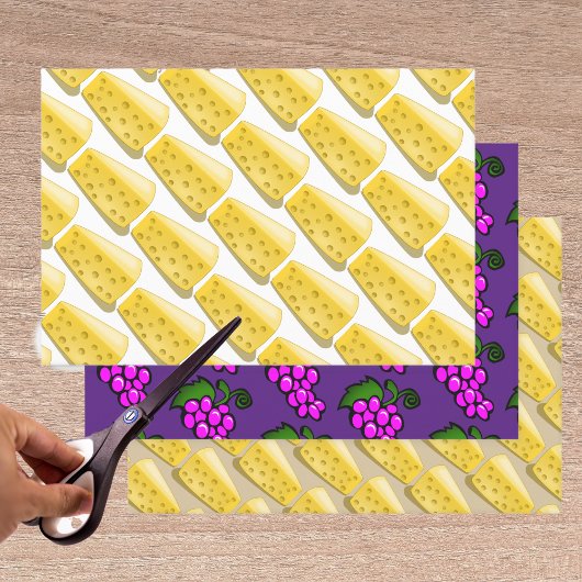 ブドウとチーズ – グルメ模様 ラッピングペーパーシート