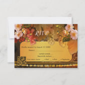 ブドウとピンクのバラのQRコード ワイナリーの出欠確認カード 出欠カード (正面)