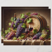 ブドウとワインスチルライフスクラップブック紙 (正面/裏面)