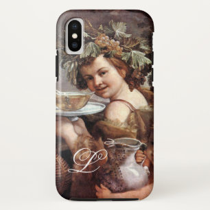 ブドウとワインモノグラムを有するバッカス iPhone XSケース