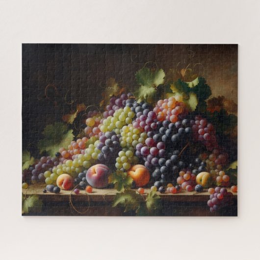 ブドウと果実の絵画静止期 ジグソーパズル (横)