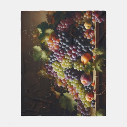 ブドウと果実の絵画静止期 フリースブランケット (正面)
