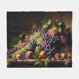 ブドウと果実の絵画静止期 フリースブランケット