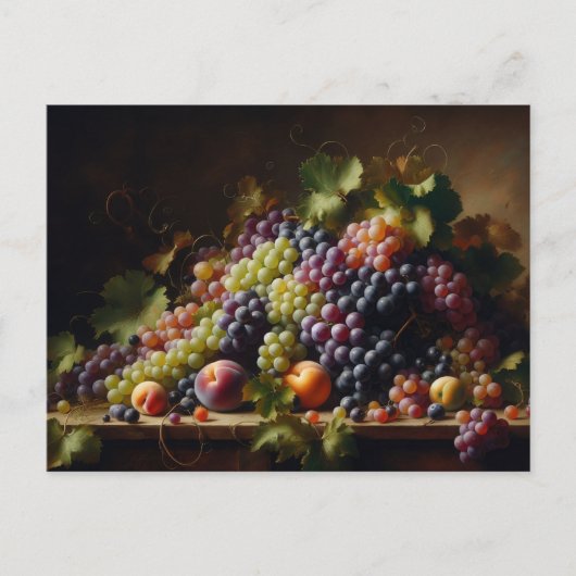 ブドウと果実の絵画静止期 ポストカード (正面)
