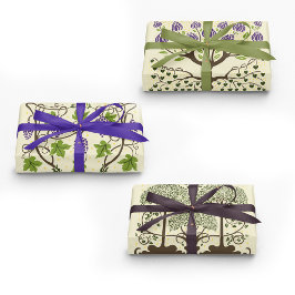 ブドウのつる植物と木々バイオーブリービーズリー ラッピングペーパーシート