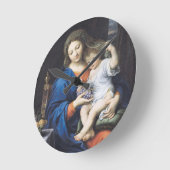 ブドウのヴァージン、1640-50年 ラウンド壁時計 (傾斜)