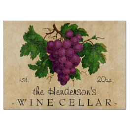 ブドウのヴィンテージのパーソナライズな名前のワイン貯蔵室 カッティングボード
