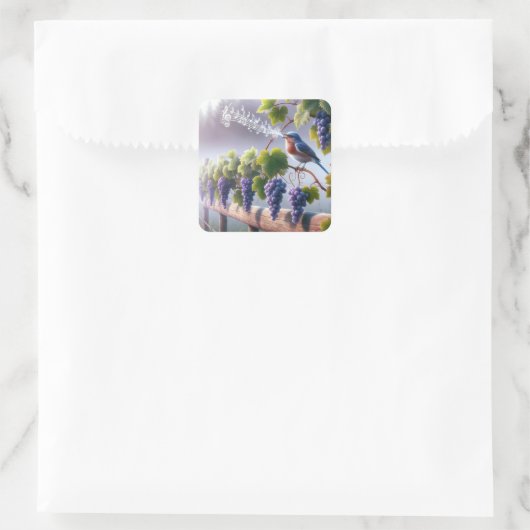 ブドウの木で歌うブルーバード スクエアシール (バッグ)