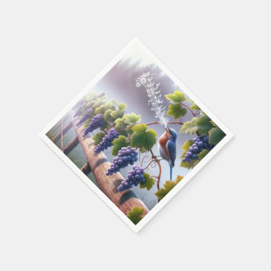 ブドウの木で歌うブルーバード スタンダードカクテルナプキン (角)