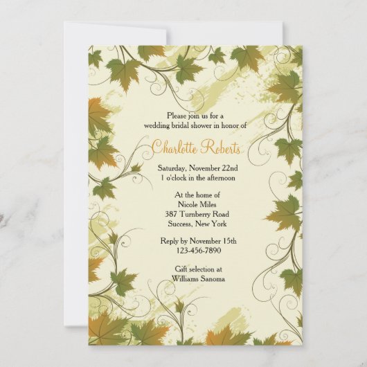 ブドウの木のフレーム 招待状 (正面)