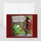 ブドウの破局 面白い食べ物、ワイン、結婚のコミック ポストカード (正面/裏面)