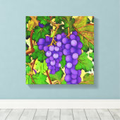 ブドウの紫色の葡萄 キャンバスプリント (インサイチュ (ウッドフロア))