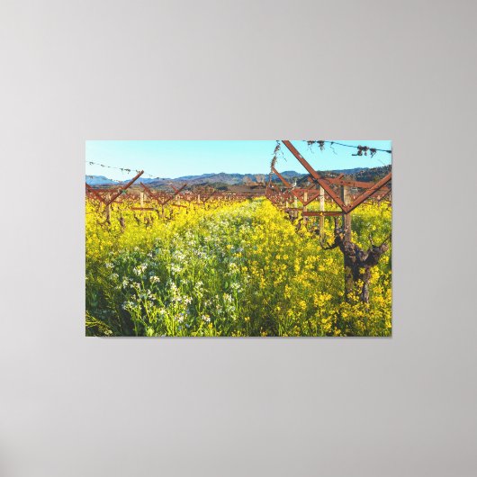 ブドウの花とマスタードの花 キャンバスプリント (正面)