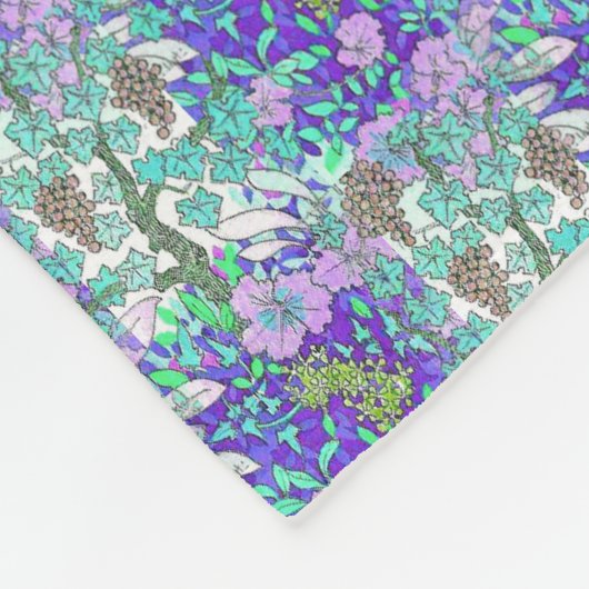 ブドウの花ヴィンテージ花エレガント柄 フリースブランケット (角)