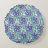 ブドウの花ヴィンテージ花エレガント柄 ラウンドクッション (正面)